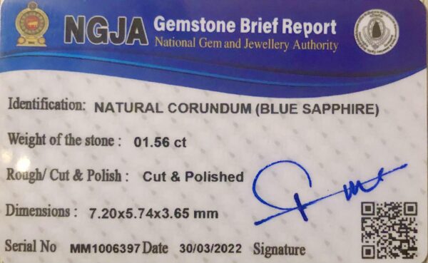 Ceylon Blauer Saphir (H) 1,56 Ct - Image 4